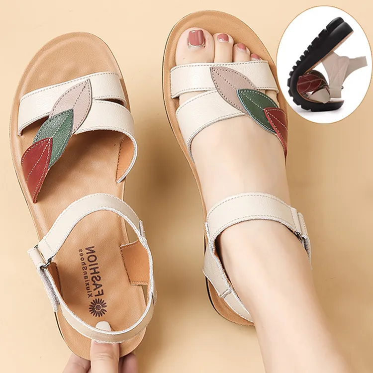 【头层牛皮】妈妈鞋子真皮凉鞋夏季外穿软底舒适防滑中老年休闲凉鞋