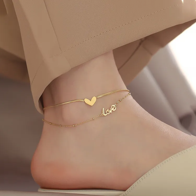 钛钢脚链 LOVE爱心脚链网红性感小众简约ins足链脚饰MO-158