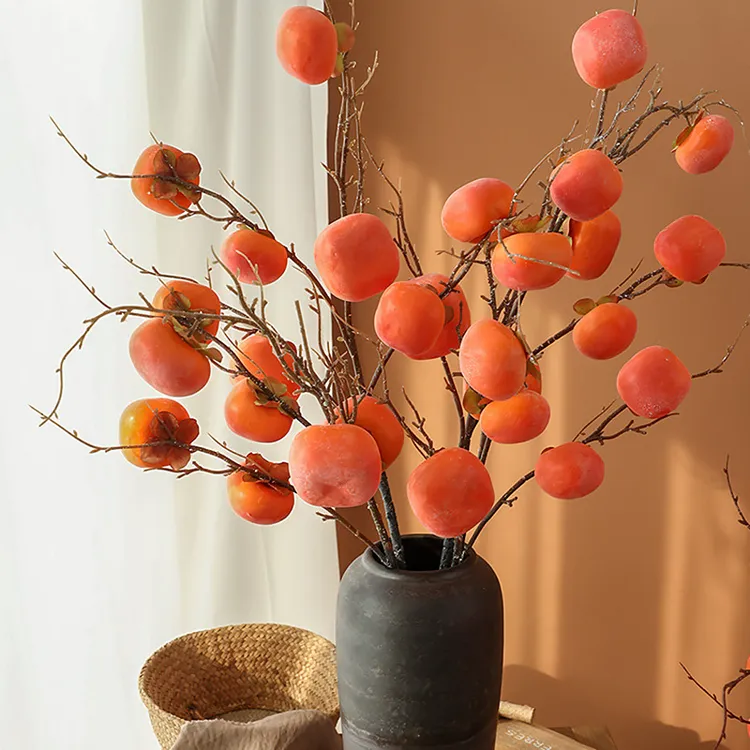 柿子仿真花客厅摆设干花花瓶装饰花艺摆件家居软装发财果柿柿如意