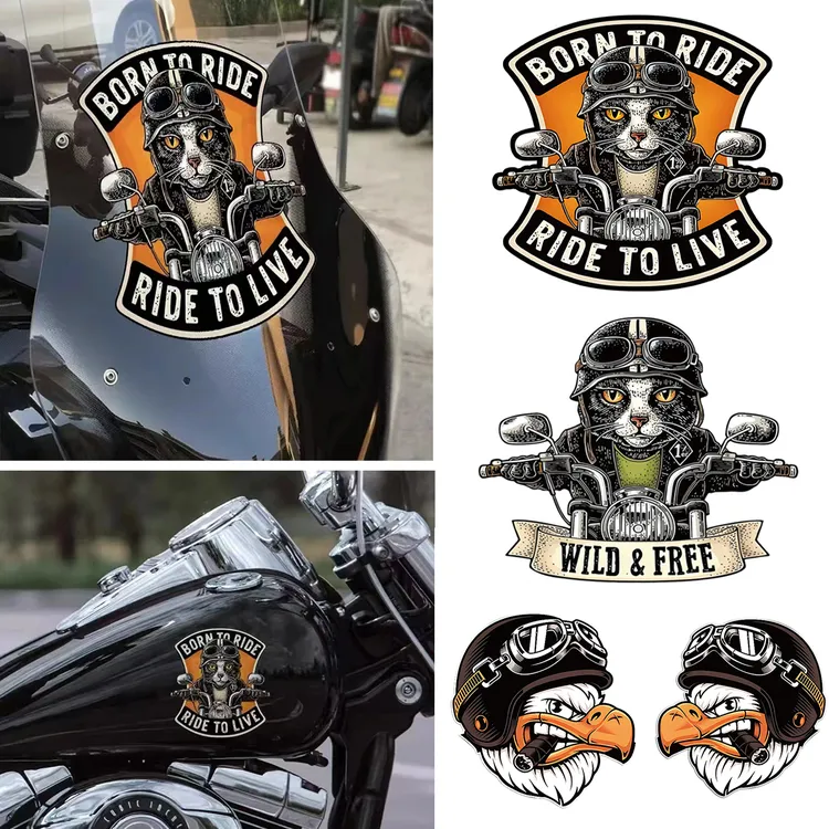 摩托车贴纸适用豪爵uhr150油箱贴炫酷猫咪骑士改装件反光防水车贴