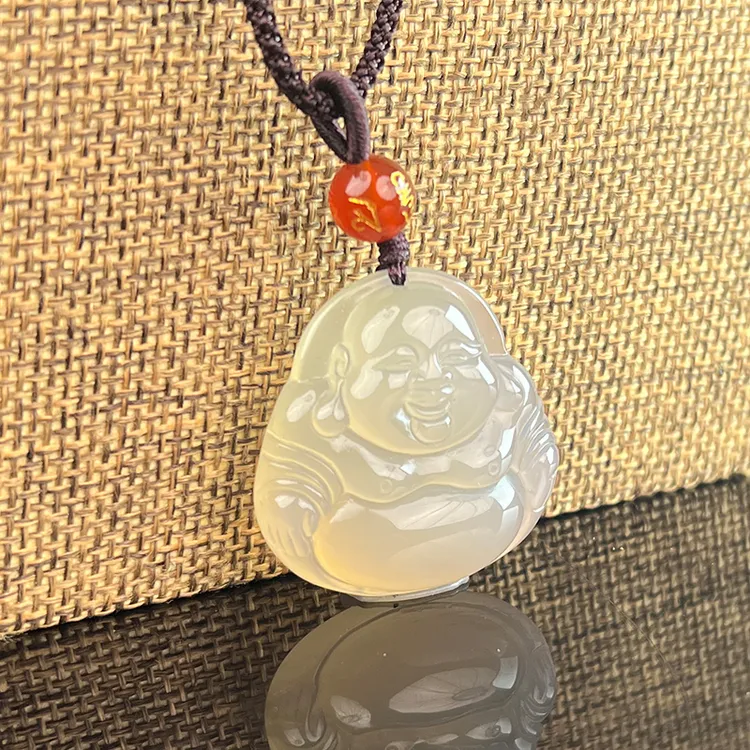 天然玉髓弥勒佛吊坠佛公大肚佛笑佛挂件时尚女款大佛公镶嵌饰品
