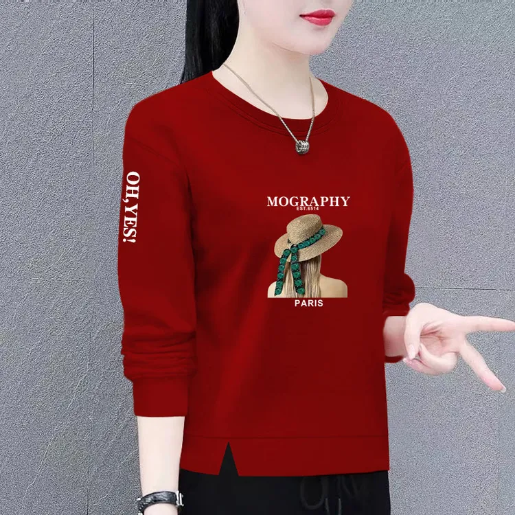 时尚卫衣女新款潮韩版春秋季洋气宽松显瘦百搭圆领长袖上衣外套女