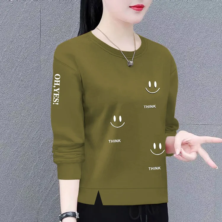 时尚卫衣女新款潮韩版春秋季洋气宽松显瘦百搭圆领长袖上衣外套女