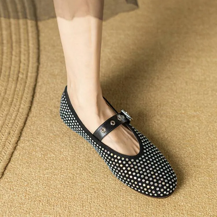 巨软！软底浅口女单鞋2025春秋新款真皮妈妈鞋平跟水钻时尚玛丽珍