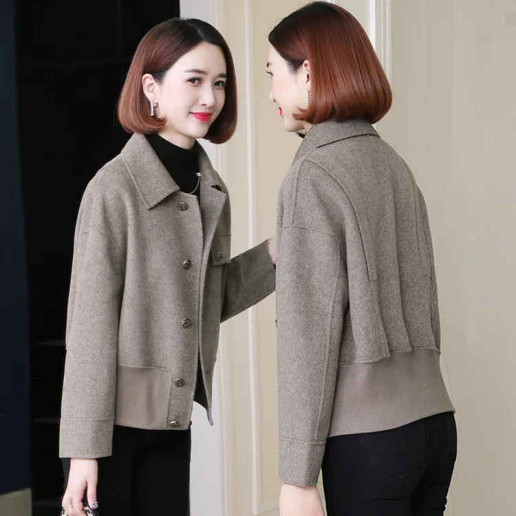 秋冬新款双面呢设计感大衣女短款宽松羊毛呢子外套韩版毛呢外套潮