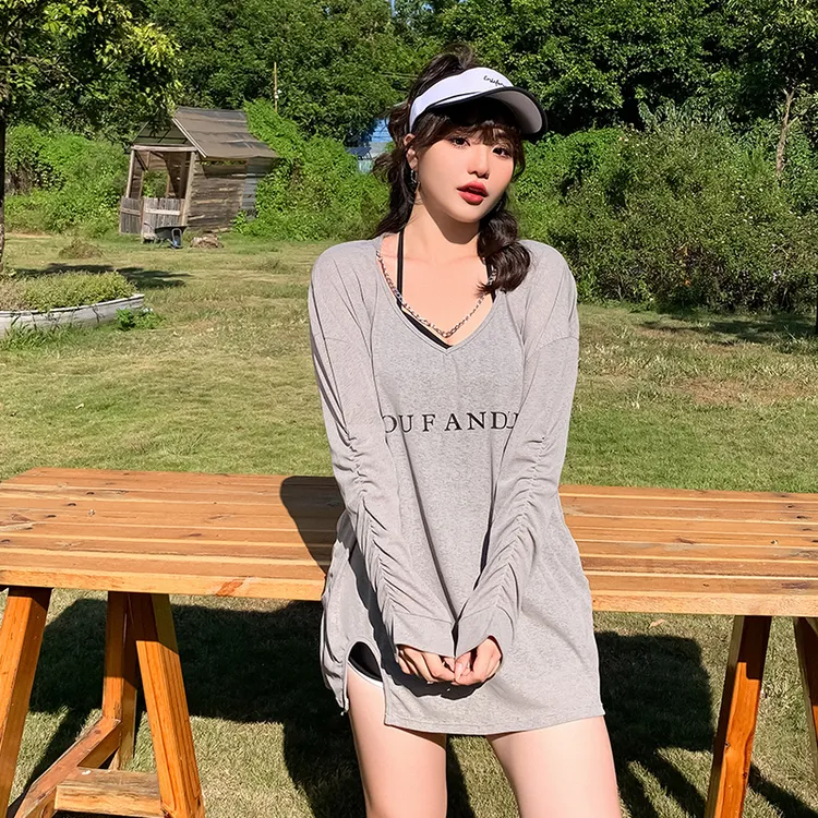 大码泳衣分体女显瘦胖mm200斤运动平角裤性感遮肉三件套温泉泳装