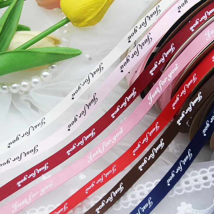 鲜花包装1cm英文丝带绸带印花彩带烘培店花店礼品手工50码花店用