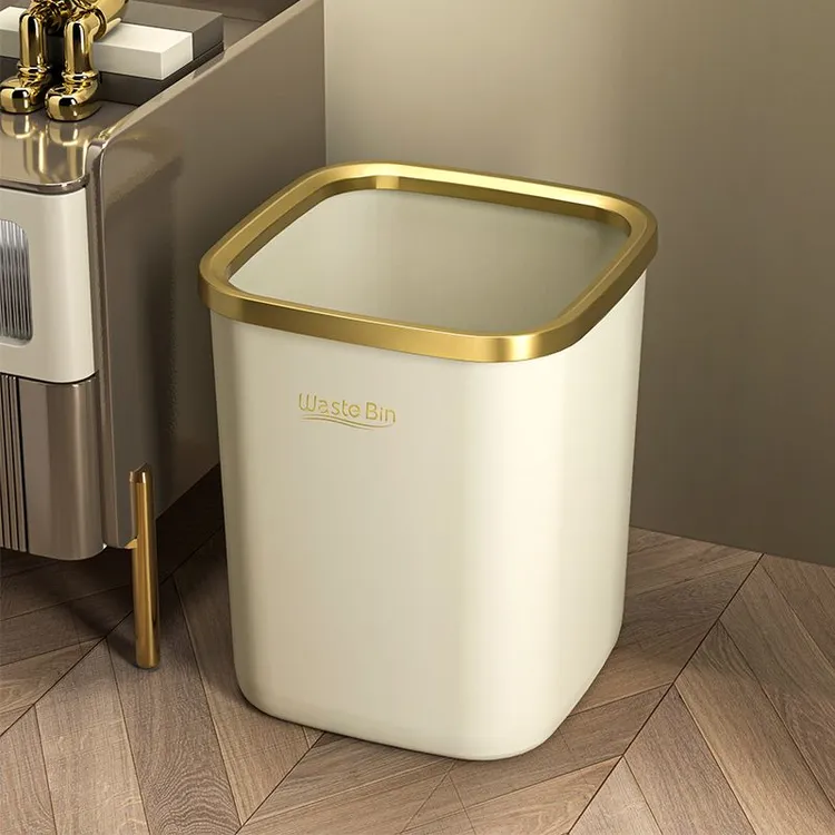 垃圾桶轻奢高颜值大容量方形加厚卧室客厅卫生间无盖压圈家用纸篓