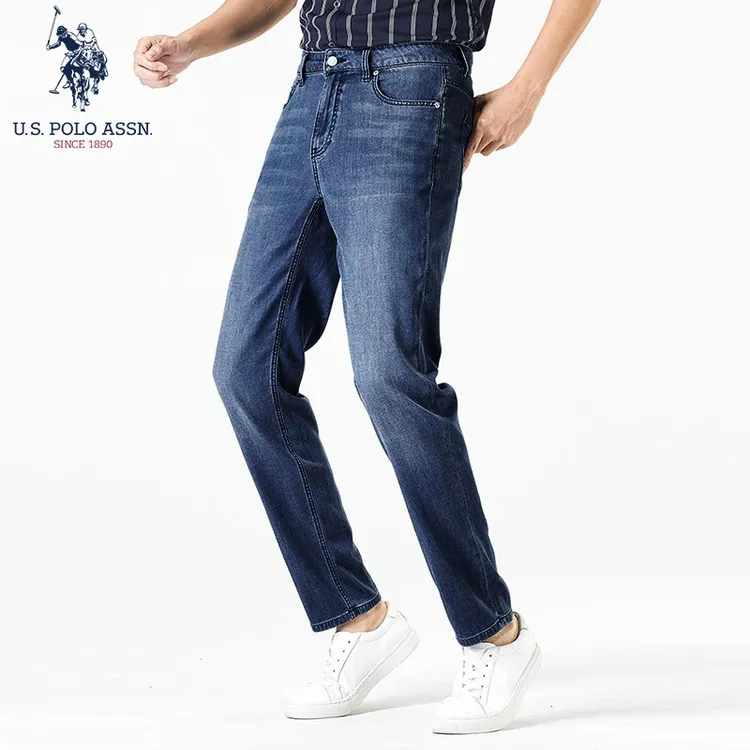 U.S. POLO ASSN.男牛仔裤子修身直筒裤休闲男裤2024新款夏季薄款