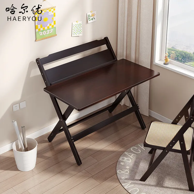 哈尔优儿童学习桌家用免安装可折叠书桌小学生矫正坐姿台式写字桌