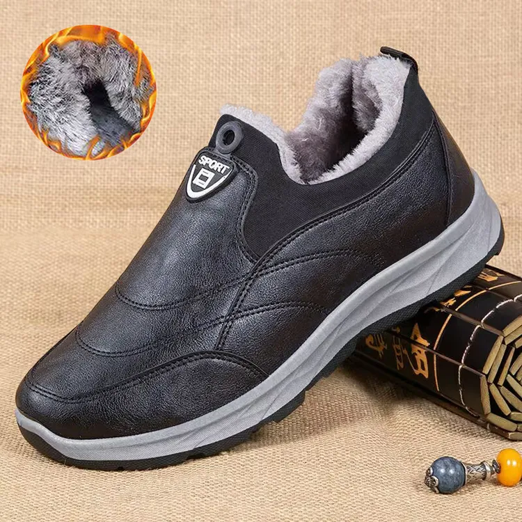 老北京布鞋男棉鞋冬季加绒保暖爸爸鞋防水防滑中老年雪地靴加厚鞋