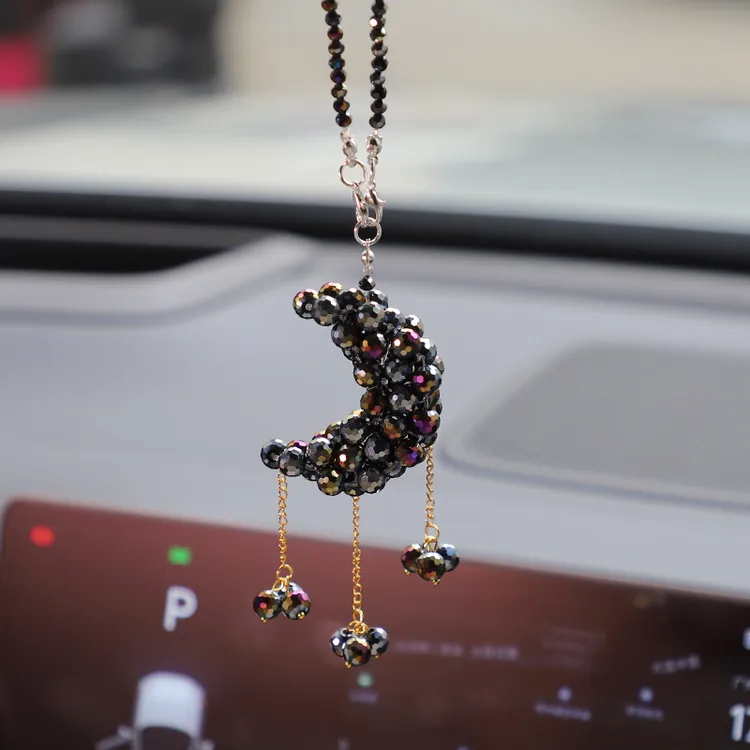 汽车挂件新款水晶月亮车内装饰挂饰后视镜个性创意车上吊坠摆件女