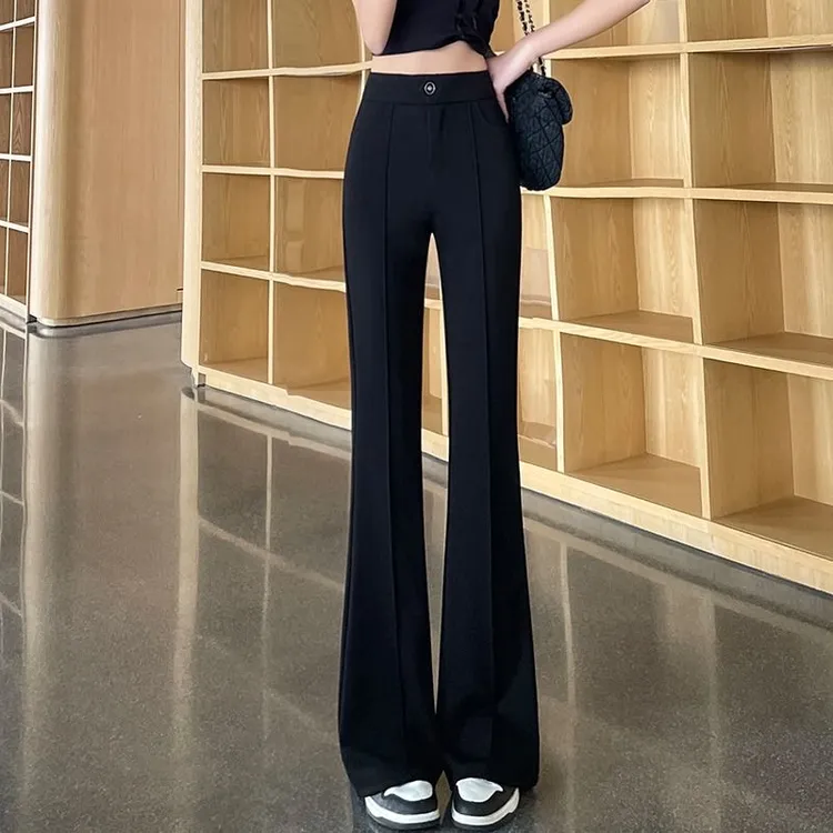 微喇裤女2025秋季新款韩版时尚黑色百搭休闲喇叭裤高腰显瘦西装裤