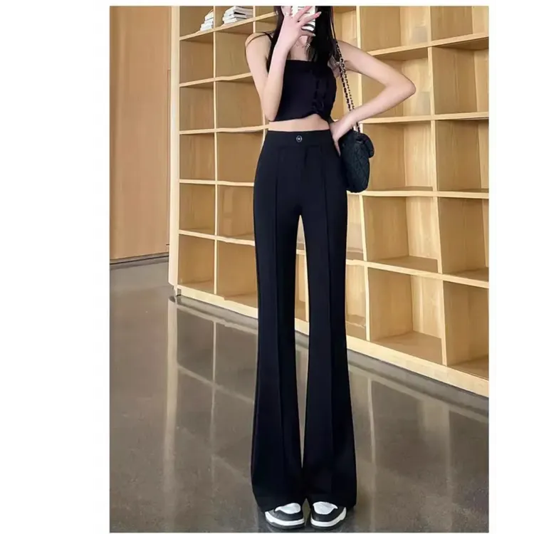 微喇裤女2025秋季新款韩版时尚黑色百搭休闲喇叭裤高腰显瘦西装裤