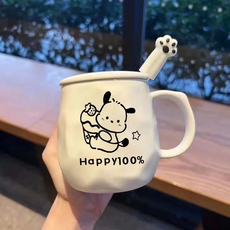 可爱卡通高颜值陶瓷马克杯带盖学生家用耐热早餐咖啡杯水杯牛奶杯