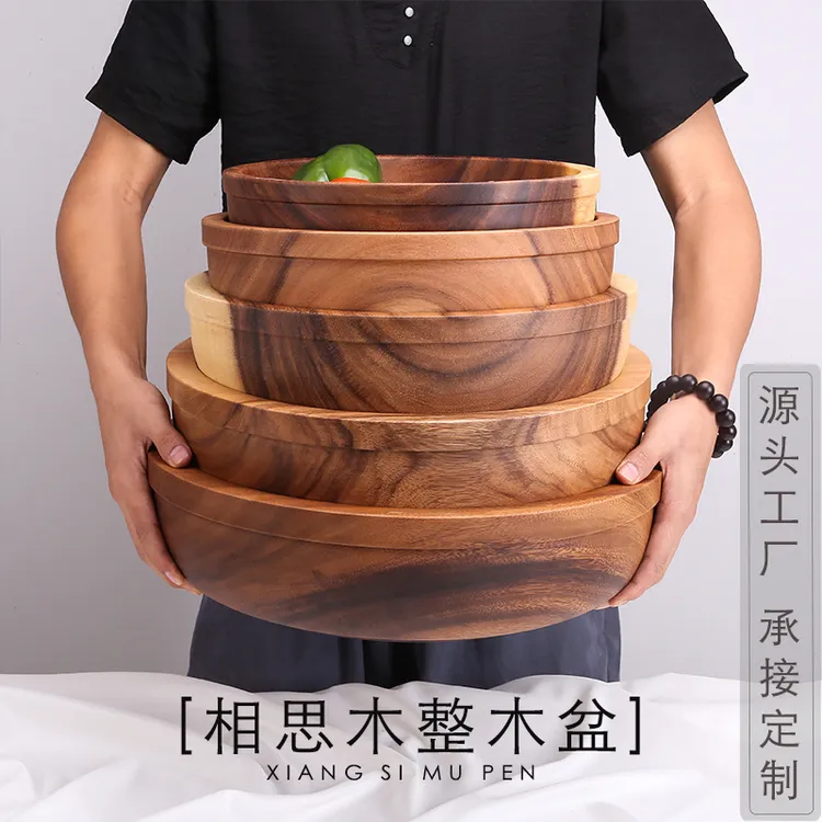 美之福相思木整木实木木盆脸盆果盘木碗超大号揉面盆发面盆洗菜盆