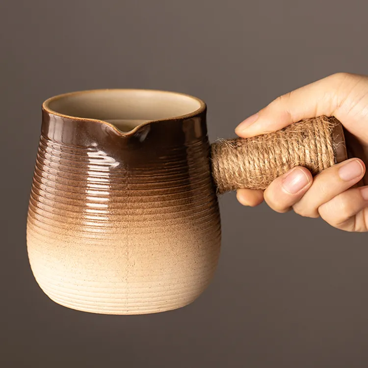 耐热陶瓷大容量侧把罐罐壶烤奶茶罐家用户外可明火干烧粗陶煮茶壶