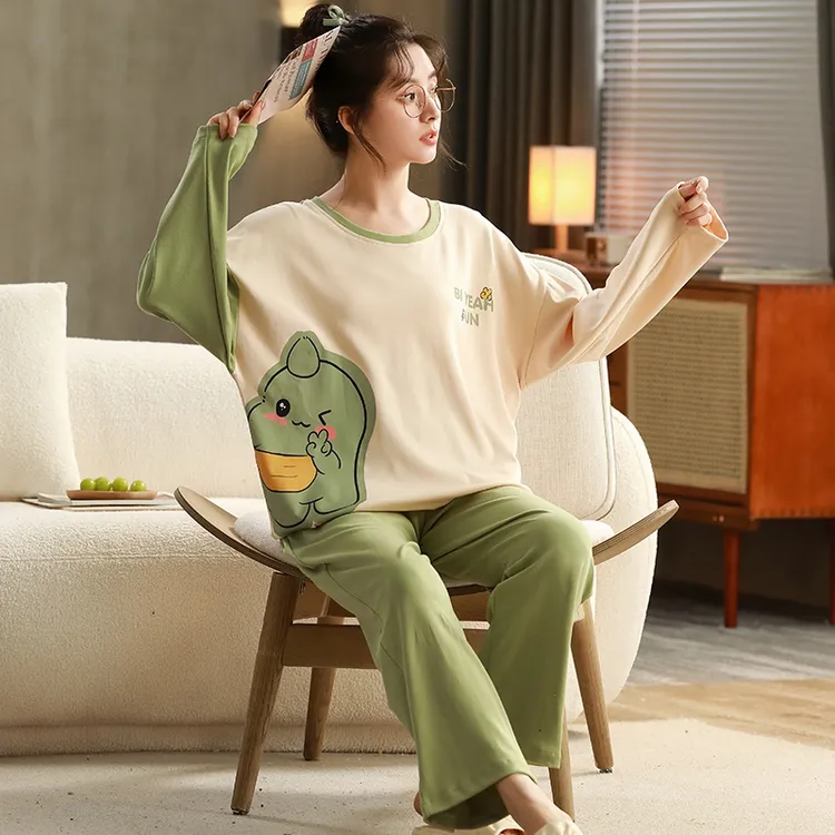 5253恐龙新款长袖长裤套装棉家居服休闲卡通韩版