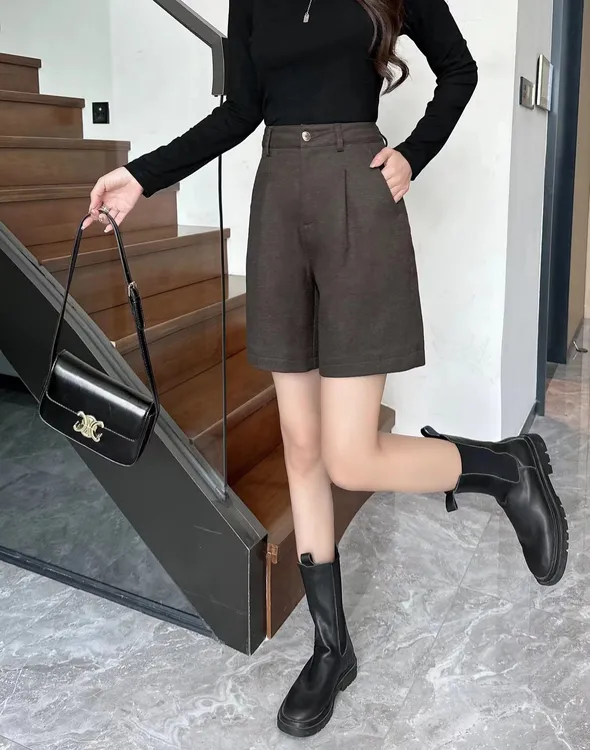 2024春季新款短裤百搭厚款配靴短裤西装A字显瘦显高时尚宽松潮流