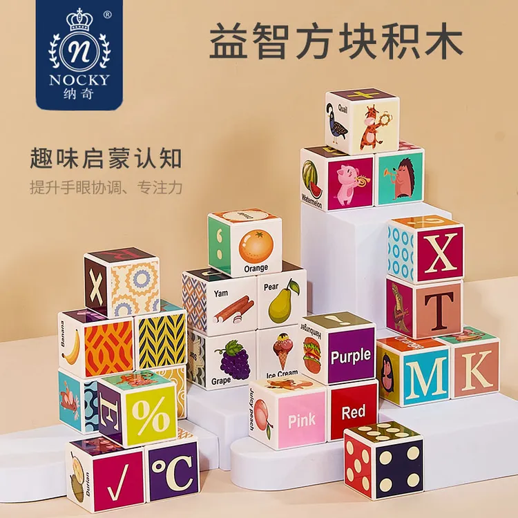 益智方块积木趣味早教启蒙认知创意拼搭宝宝开放性益智玩具24PCS