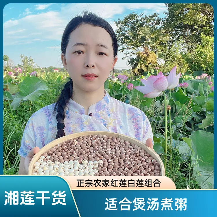 2024年正宗农家磨皮红莲白莲组合无硫无漂白去芯莲子煲汤煮粥营养