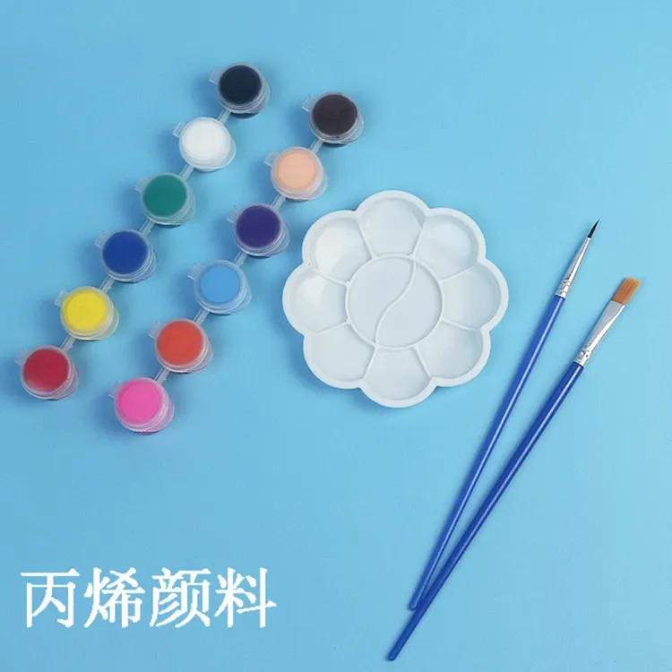12色丙烯颜料条套装儿童diy涂鸦画制作石头画可水洗水彩无毒手工