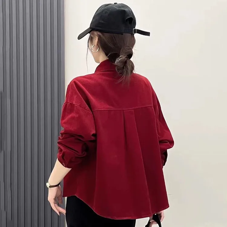 休闲衬衫外套女2024秋冬季出行新款百搭衣服长袖港风衬衫上衣潮