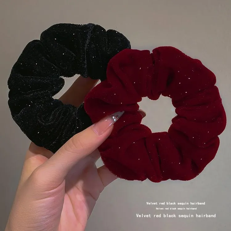 丝绒满天星大肠发圈女扎头发橡皮筋高级感发绳圣诞头绳秋冬季头饰