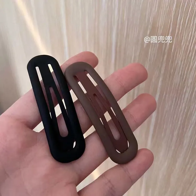 磨砂椭圆形简约日常款深色大地色长方形刘海夹碎发夹日韩边夹