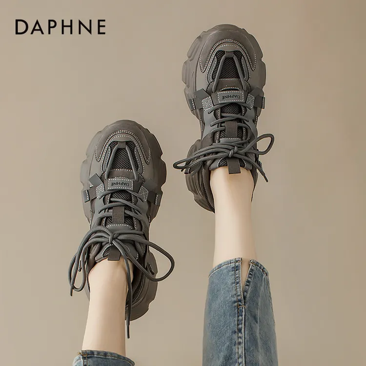 达芙妮小怪兽老爹鞋女款2025新款爆款秋季灰色厚底增高甜酷运动鞋