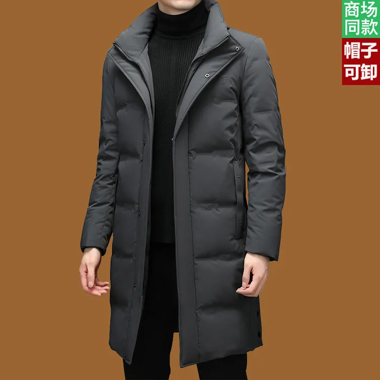 意大利羽绒服男商务休闲大牌连帽白鸭绒加厚男士外套中长款