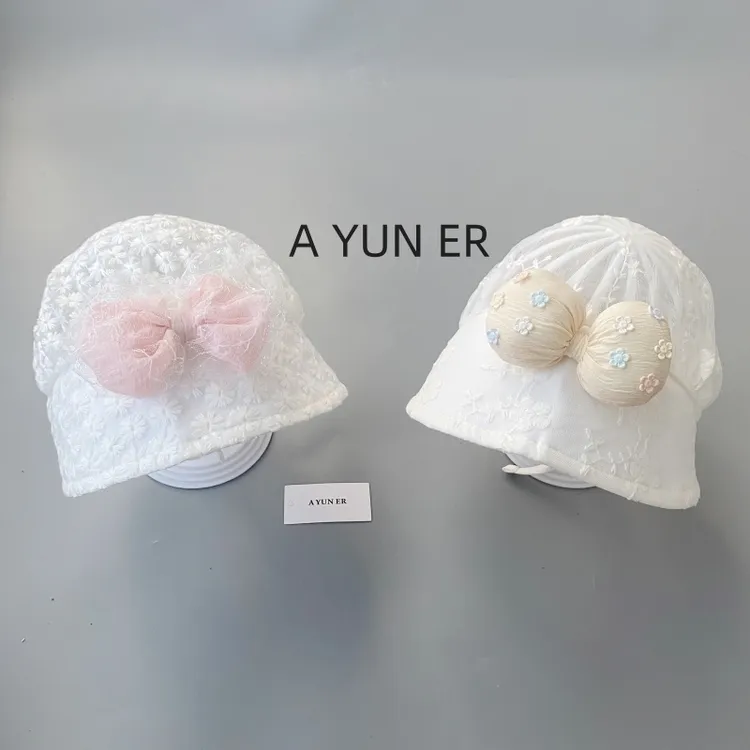 婴儿帽子夏季薄款透气网眼女宝宝公主宫廷帽防晒小月龄女童遮阳帽