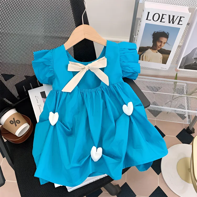 【清仓】女童夏季小童公主裙0-3岁宝宝裙子露背超仙海边洋气1蓝色