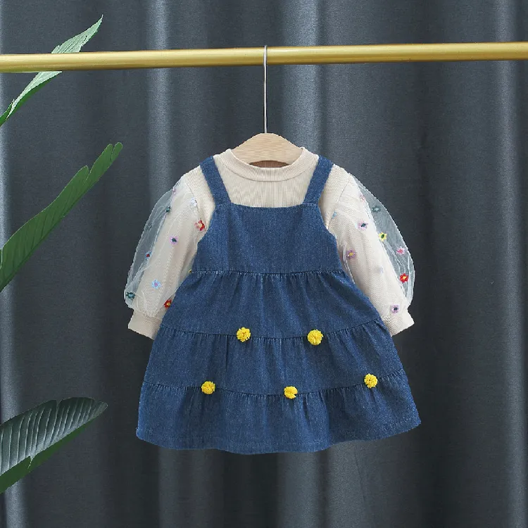 女宝宝春秋套装1-3岁新款女婴童洋气潮款背带裙连衣裙9个月长袖2