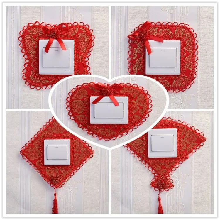 大红烫金开关贴，家用开关插座单开通用型，