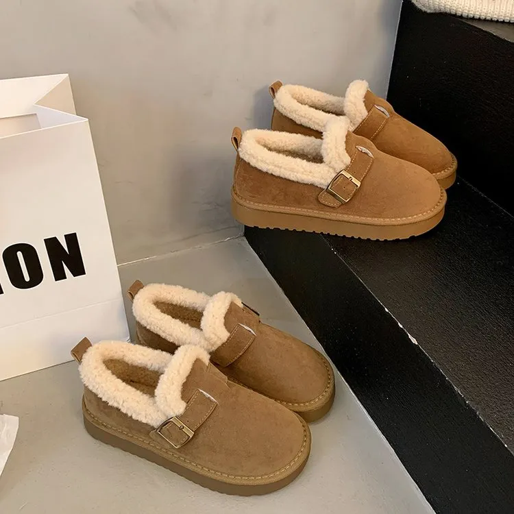 加绒厚底勃肯鞋女毛毛鞋2024新款冬季女鞋子网红爆款加厚乐福棉鞋
