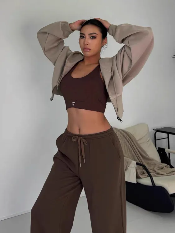 studio运动学院风拉链长袖连帽卫衣女春季复古宽松休闲显瘦上衣