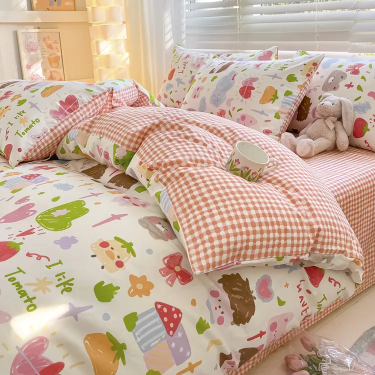 公主风纯棉床上可爱四件套2025新款100全棉简约学生宿舍三件套