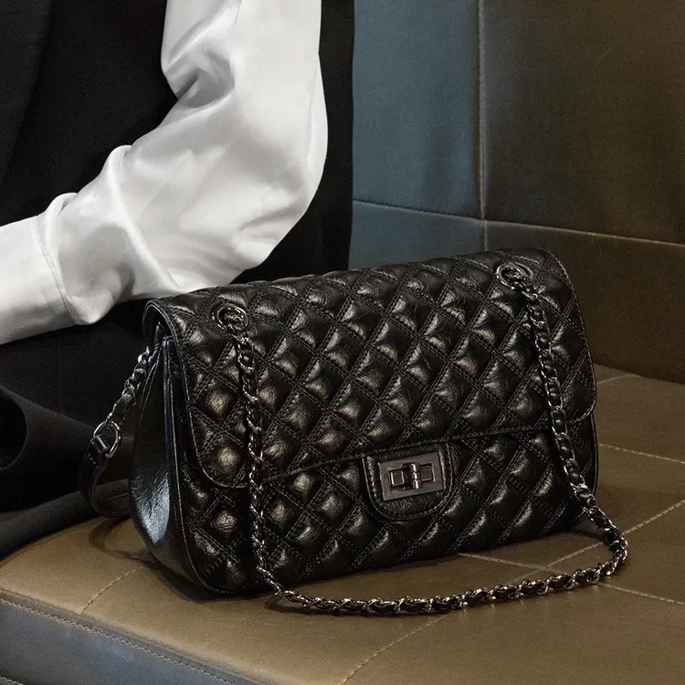 LORDLY KNACK小香风轻奢质感链条包新款大容量百搭单肩斜挎包9117