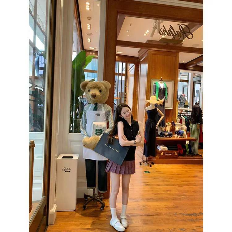 2025夏季新款学院风小个子无袖背心上衣设计感高级格子百褶半身裙