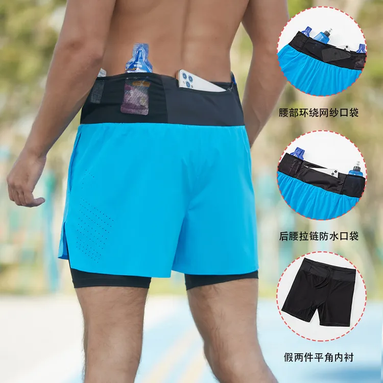跑步短裤男款男士夏季薄款速干马拉松三分裤假两件健身宽松运动裤