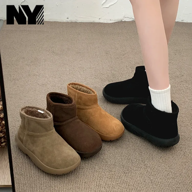 NY厚底运动雪地靴女2025冬季新款保暖休闲棉靴加绒加厚防滑短筒靴