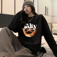 重磅纯棉百搭港风潮牌t恤ins高级感洋气女装上衣圆领休闲长袖潮T