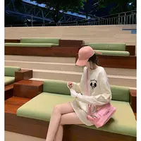 港风ins米奇卡通t长袖潮牌百搭t恤上衣洋气女装男女款圆领打底衫