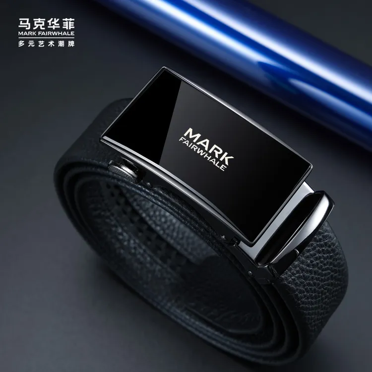 马克华菲男士皮带真皮纯牛皮高档商务自动扣裤腰带时尚潮流腰带