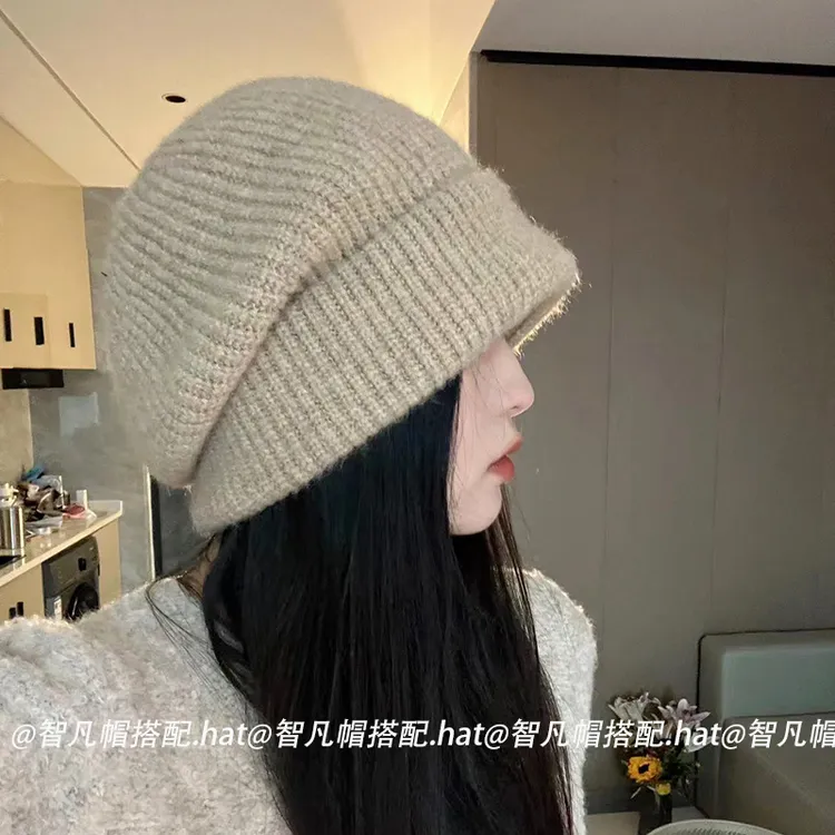 【无束感针织堆堆帽】帽子女粗针织帽秋冬季百搭大头围ins潮显脸小