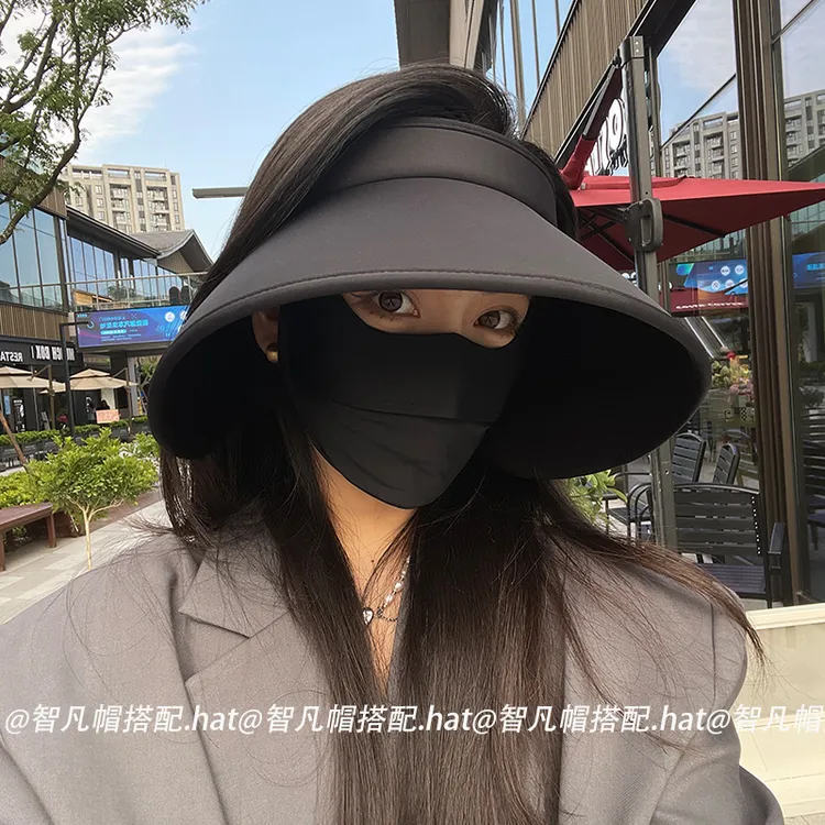 【环绕式加大帽檐遮阳帽】夏季户外空顶帽子女大帽檐遮脸太阳帽女