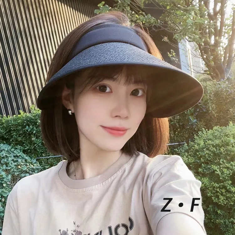 【3.0加大帽檐不透光空顶帽】遮侧脸防晒遮阳帽女夏骑车太阳帽子