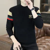 毛衣男冬季加厚加绒圆领半高领打底针织衫男士软糯保暖上衣
