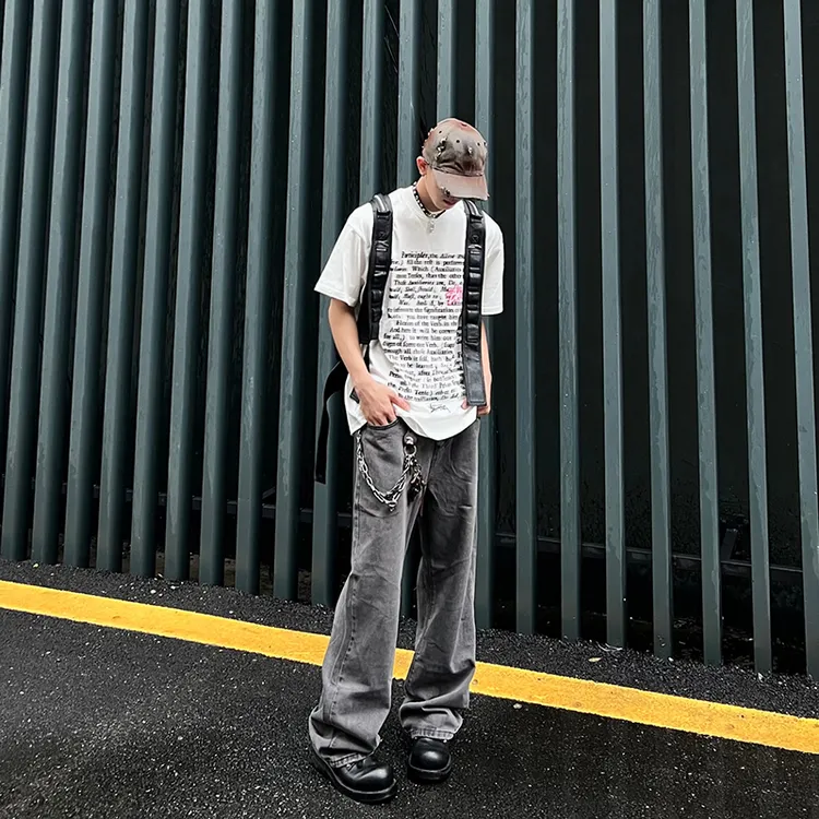 高街牛仔裤男生夏季薄款水洗高街宽松百搭个性2024新款美式长裤子